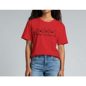 BHPC Beverly Hills Polo Club Red Logo T-Shirt Women M NWT Casual Classic
